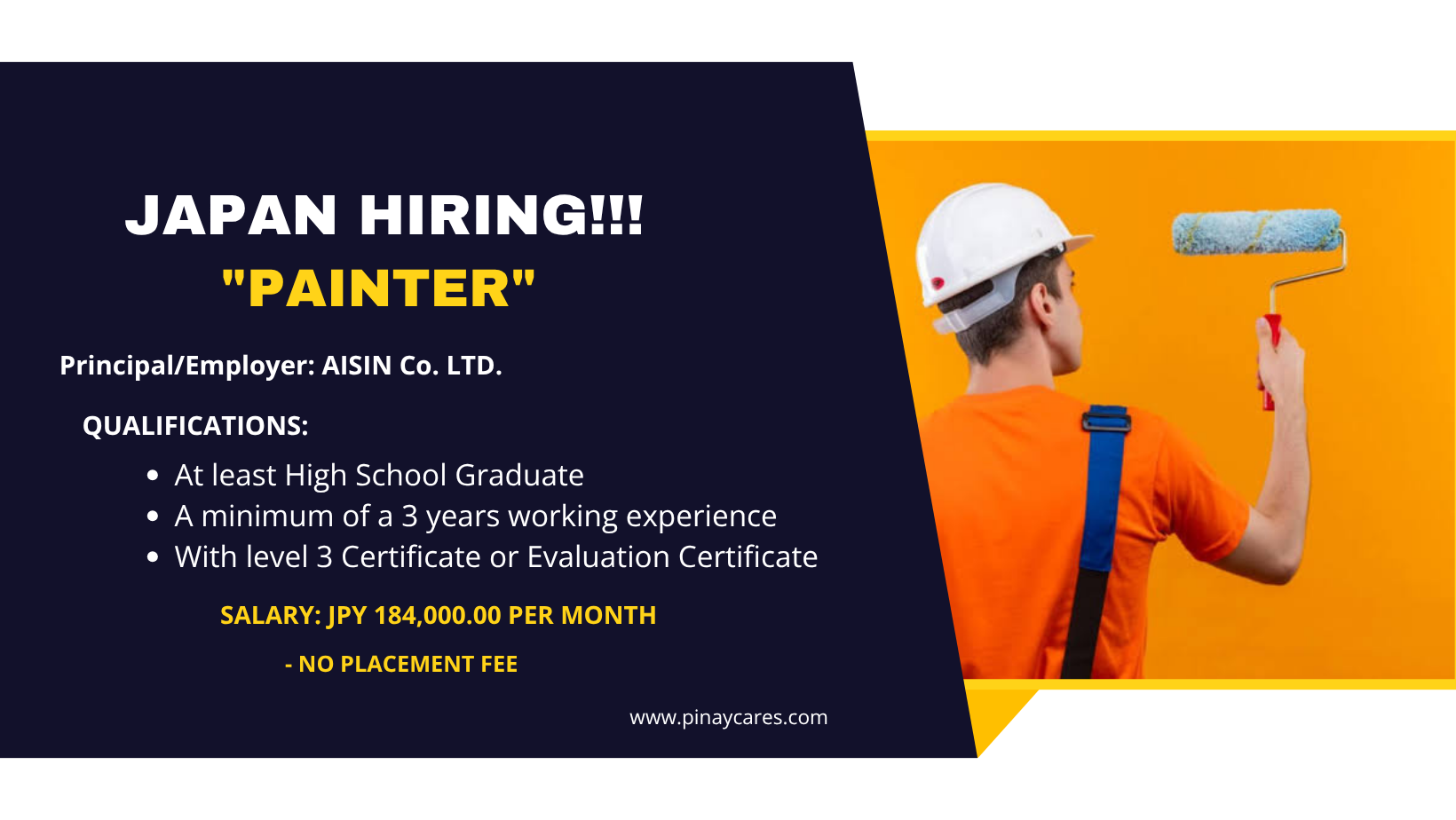 Prudential Employment Agency Inc. is looking for Painter’s bound to Japan
