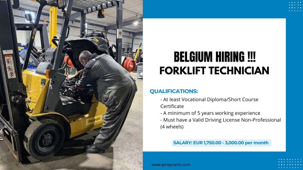 Manpower Resources Of Asia Inc. is looking for Forklift Technician/Lifting Technician’s bound to Belgium