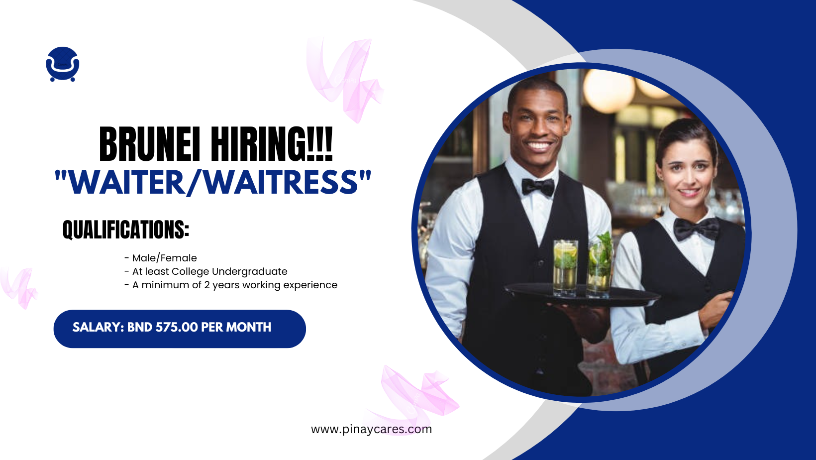 Alpha Manpowerlink Agency Co. is looking for Waiter/Waitress bound to Brunei