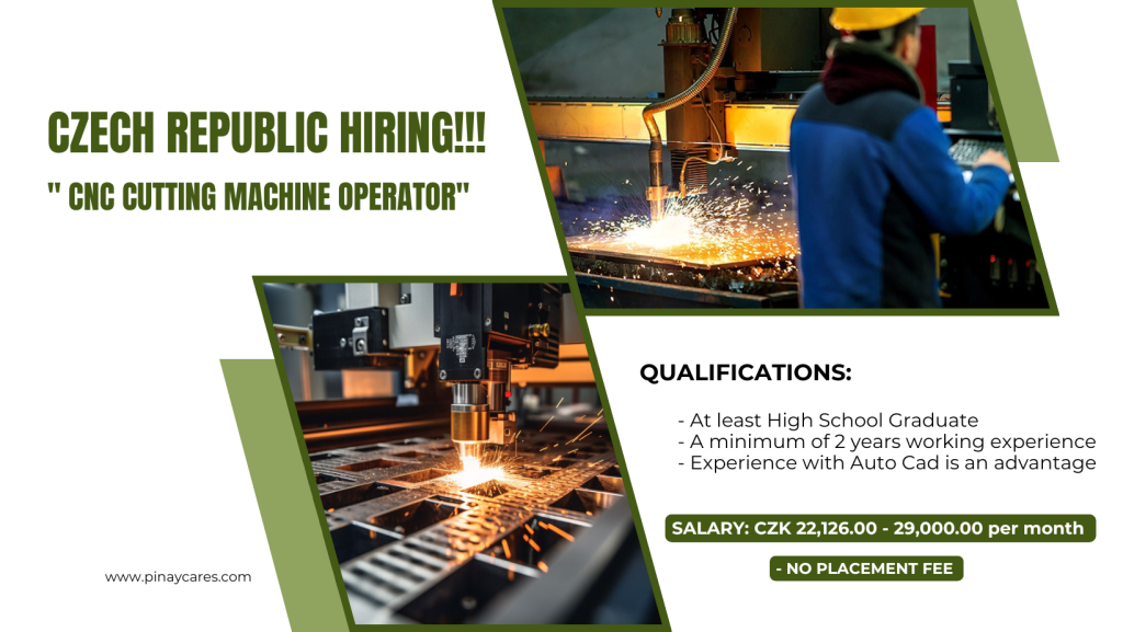 MEC International Manpower Resources Incorporated is looking for CNC Cutting Machine Operator’s bound to Czech Republic