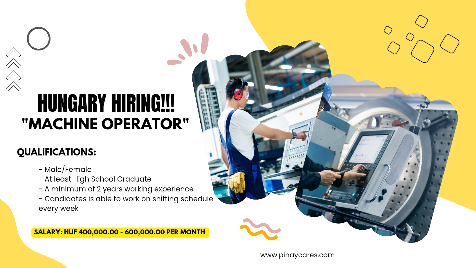 NYD International Placement Agency Inc. is looking for Machine Operator’s bound to Hungary