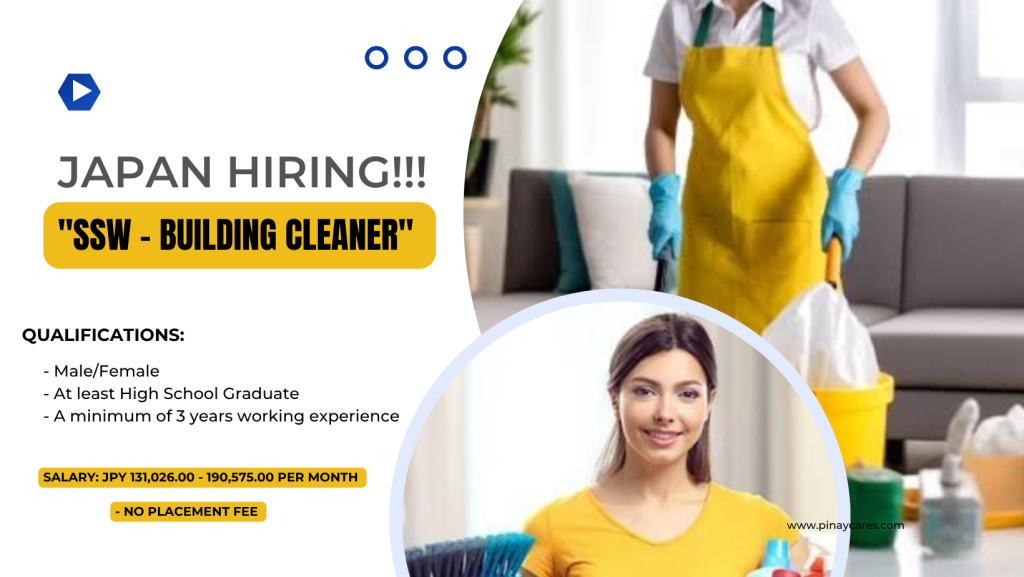 Prudential Employment Agency Inc. is looking for SSW – Building Cleaner’s bound to Japan