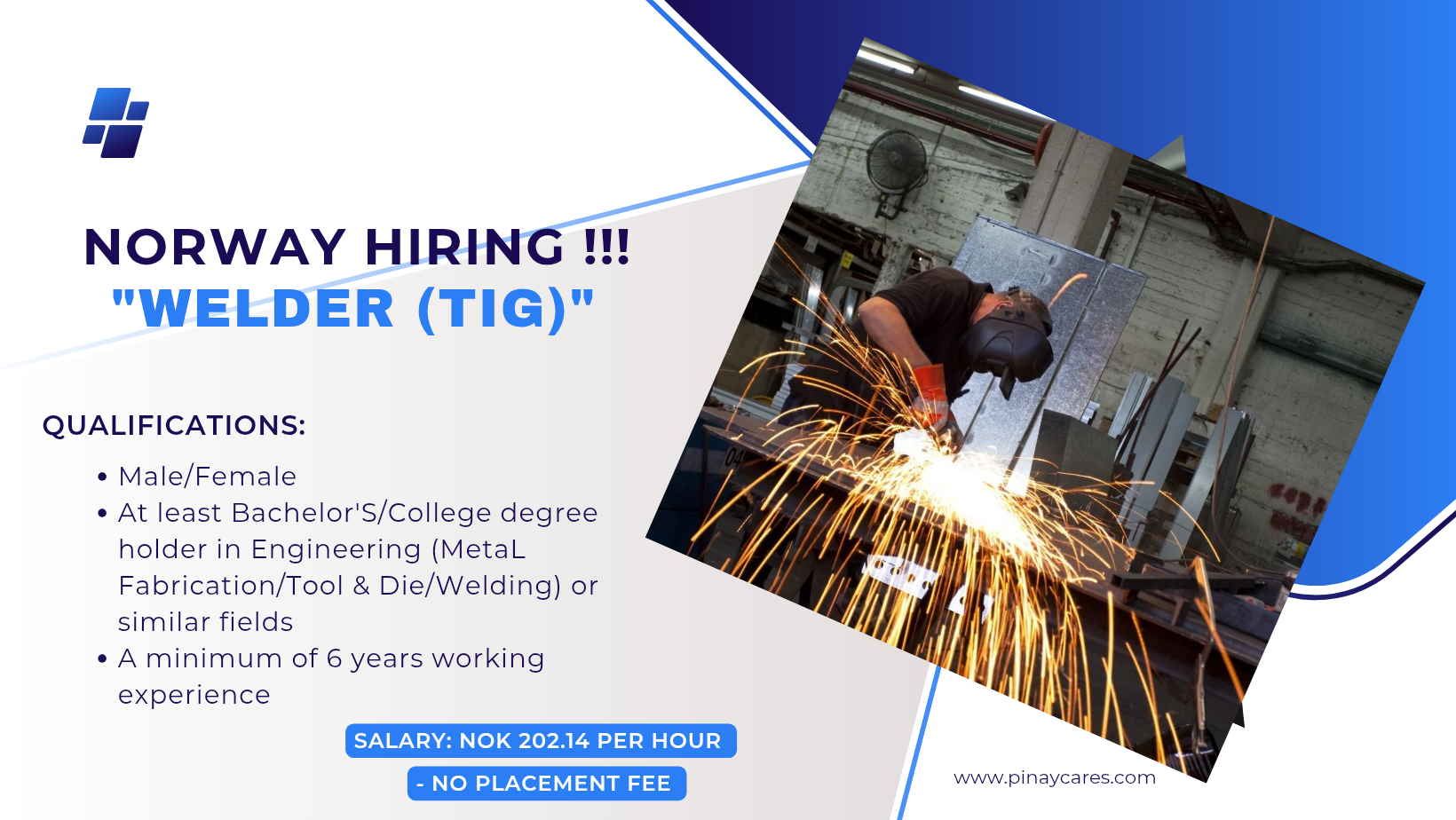 Filipinas-Global Multi-Services Inc. is looking for Welder’s (TIG) bound to Norway