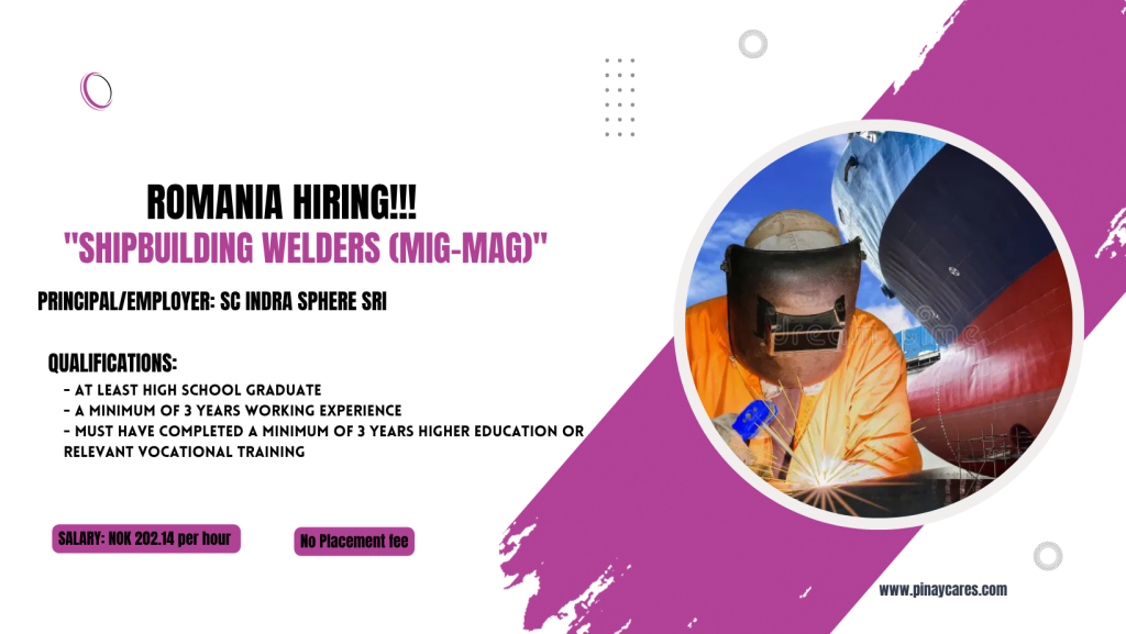 Filipinas-Global Multi-Services, Inc. is looking for Shipbuilding Welder’s (MIG/MAG) bound to Romania