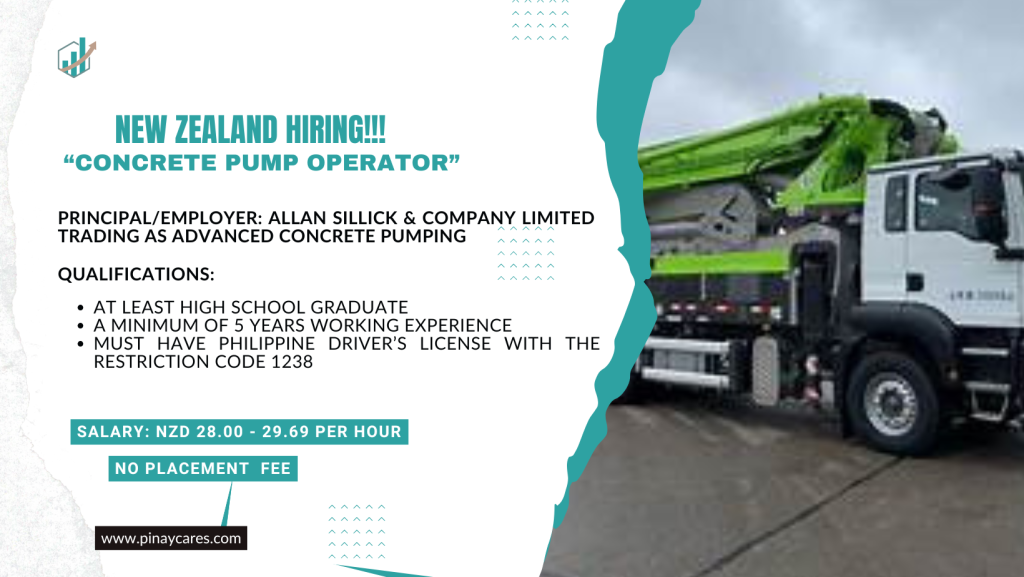September Star, Inc. is looking for Concrete Pump Operator’s bound to New Zealand