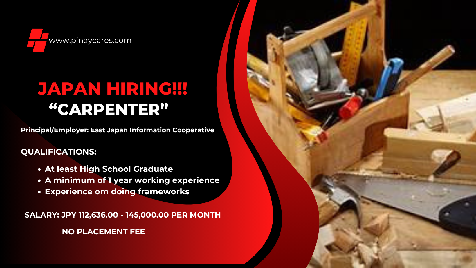 Sanko Employment Solutions Inc. is looking for Carpenter’s bound to Japan