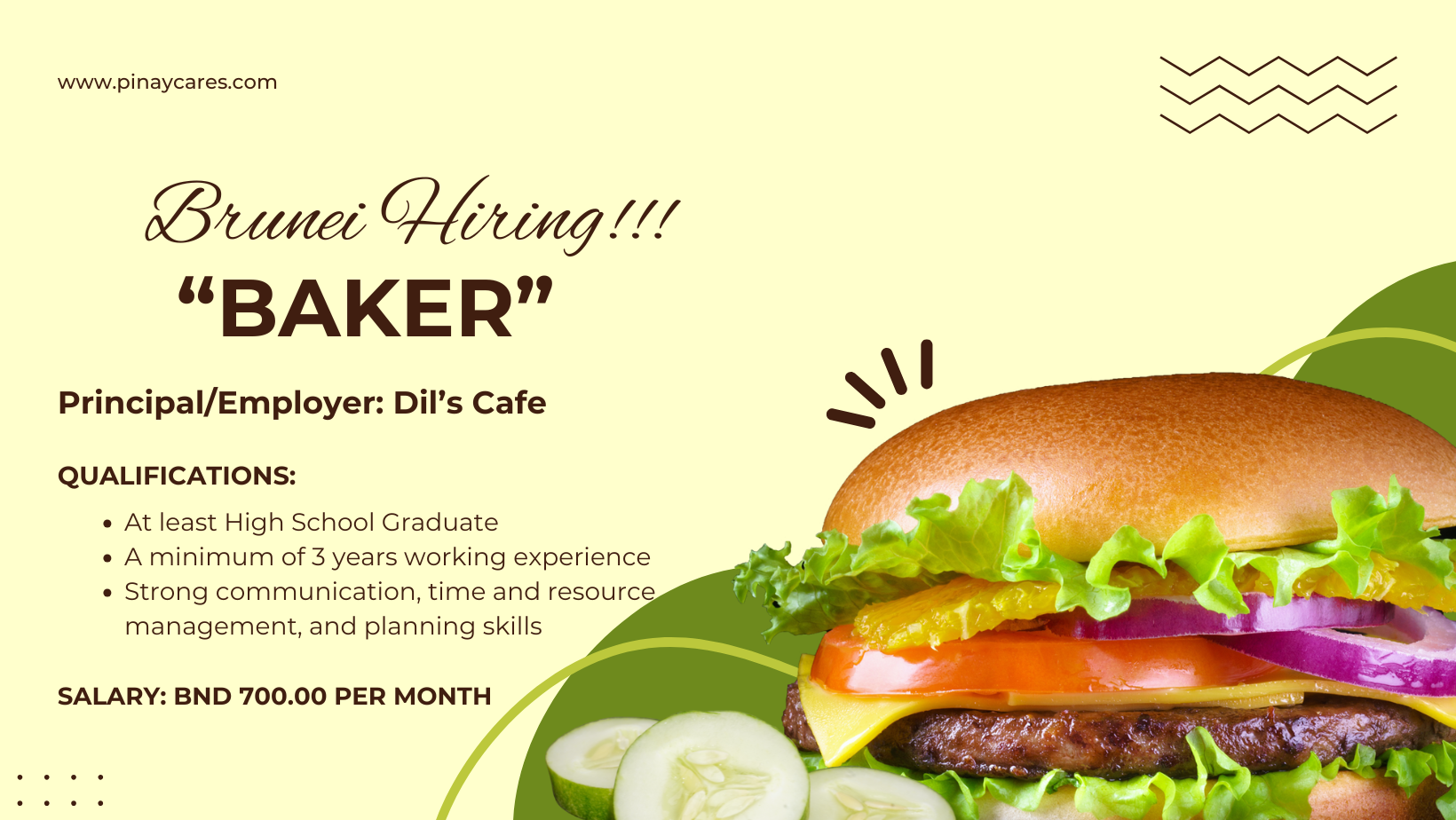 Philore Manpower Corporation is looking for Baker’s bound to Brunei