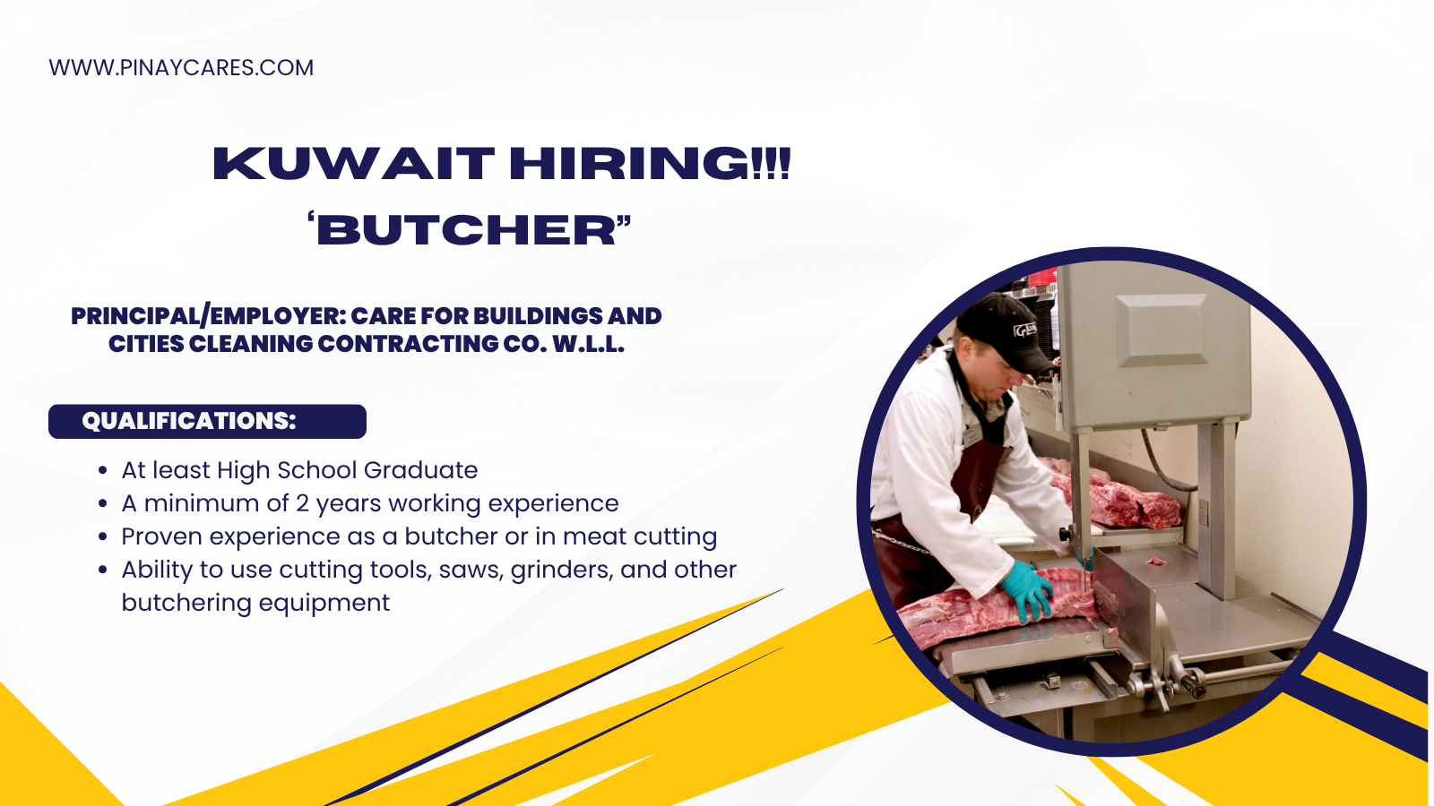 Advance Group Link Manpower Services Inc. is looking for Butcher’s bound to Kuwait