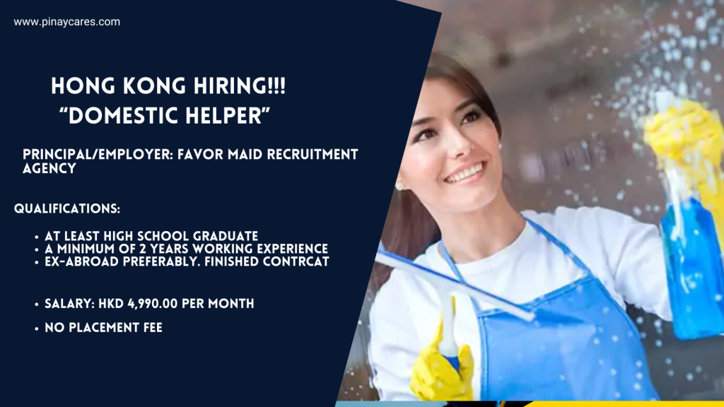 Light & Hope Overseas Placement Agency is looking for Domestic Helper’s bound to Hong Kong
