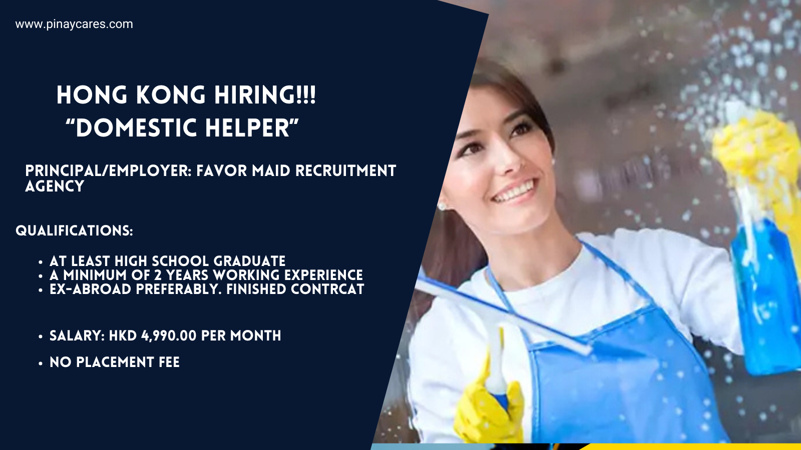 Light & Hope Overseas Placement Agency is looking for Domestic Helper’s bound to Hong Kong