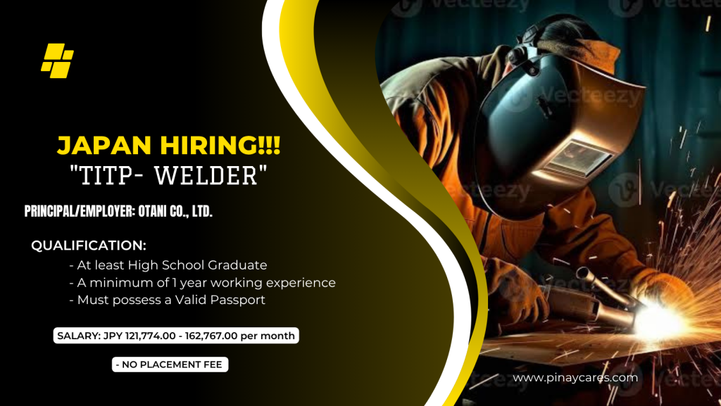 Prudential Employment Agency Inc. is looking for TITP-Welder’s bound to Japan