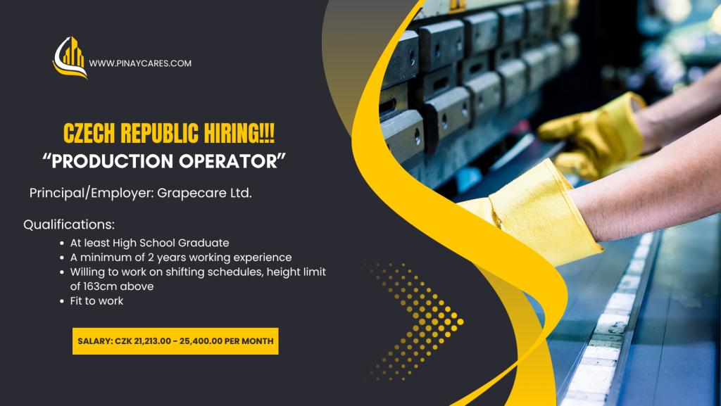 Venture Management Systems International Corporation is looking for Production Operator’s bound to Czech Republic