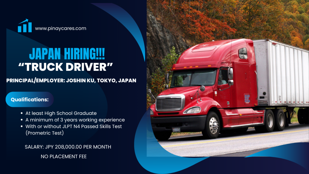 JCJ Management Services & International Promotion is looking for Truck Driver’s bound to Japan