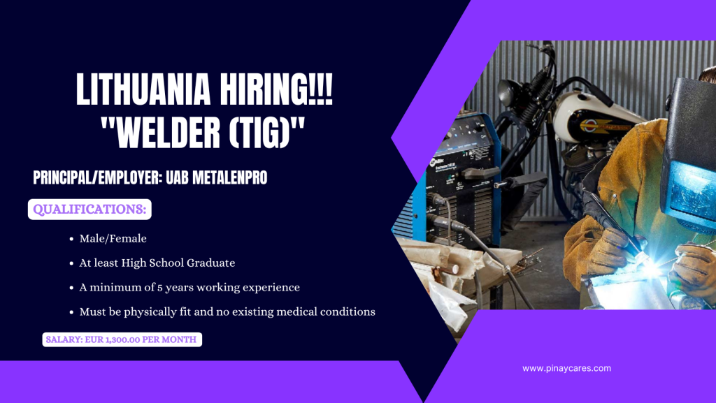 Filipinas-Global Multi-Services, Inc. is looking for TIG Welder’s bound to Lithuania